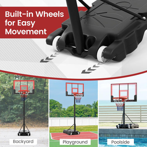 Basketball Hoop Outdoor Portable 1.4-2.5m Height Adjustable Goal System with Wheels Shatterproof Backboard