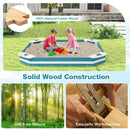 HONEY JOY Kids Sandbox, 125 x 125CM Large Cedar Wood Sand Box with 4 Built-in Corner Seating for Backyard