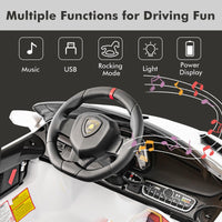 12V 4WD Licensed Lamborghini Veneno Powered Electric Vehicle with Hydraulic Doors, Rocking Mode, Adjustable Speeds, Remote Control, MP3, Headlight
