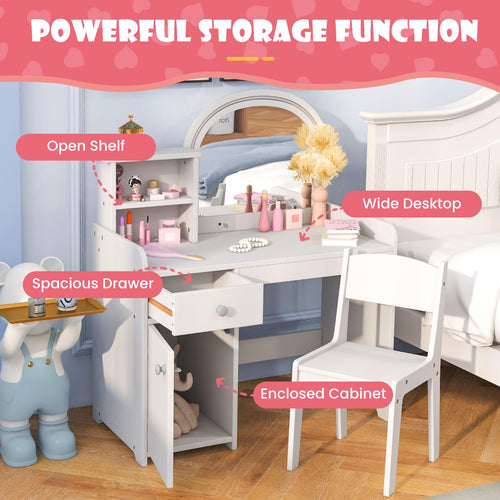 INFANS Kids Vanity Pretend Play Vanity Set for Toddler Girls