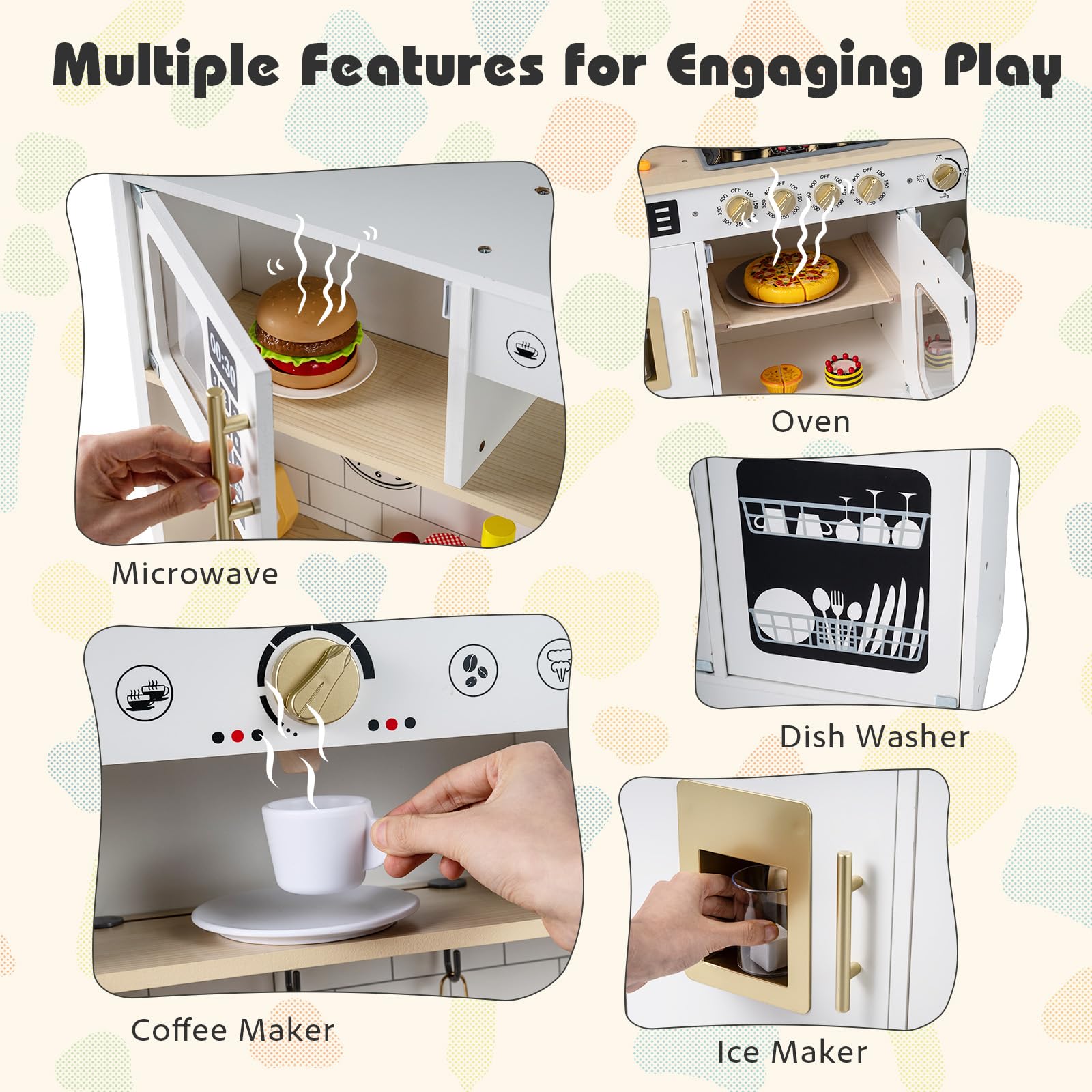 Play Kitchen for Kids with Realistic Lights and Sounds