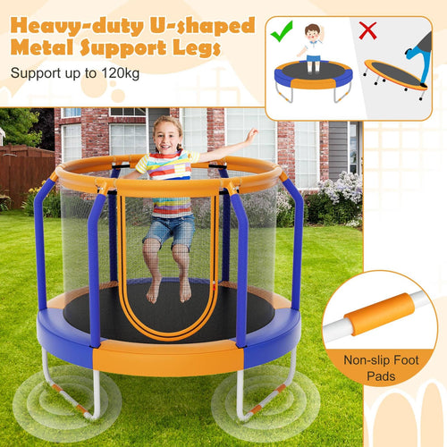 Mini Trampoline with Enclosure, 48" Recreational Trampoline with Safety No-Gap Design for 3-6 Years Old