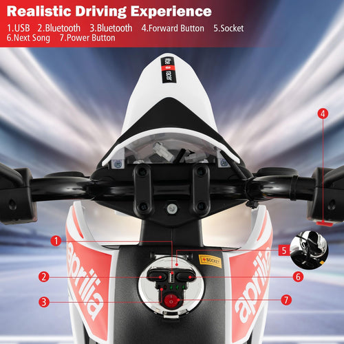 INFANS Kids Motorcycle 12V, Licensed Aprilia RX125 Electric Ride