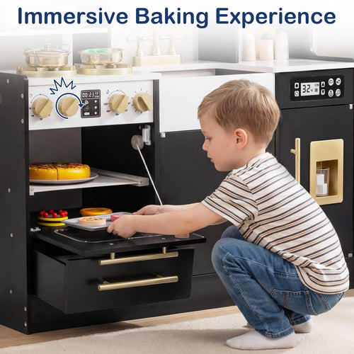 Kids Kitchen Playset, Wooden Pretend Play Kitchen