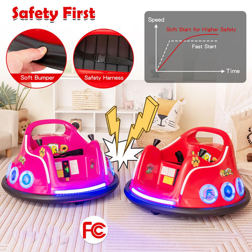 Kids Ride On Car, 12V Electric Bumper Car for Children W/Remote Control, 360 Degree Spin