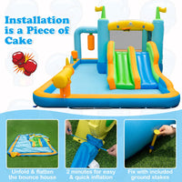 Inflatable Water Slide, Kids Jumping Castle Bounce House w/Dual Slides, Boxing Sandbag, Splash Pool