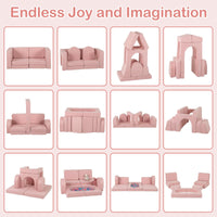 INFANS Modular Kids Play Couch 8 PCS Toddler Creative Sectional Building Sofa for Playroom
