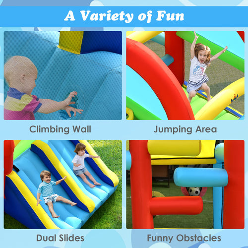 Inflatable Bounce House, 8 in 1 Kids Jumping Castle w/2 Slides, Jumping Area, Climbing, Ball Pit