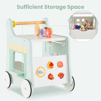 INFANS 6 in 1 Wooden Baby Walker Play Kitchen Playset