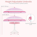 Kids Picnic Table, Outdoor Toddler Patio Furniture Set with 2 Folding Chairs Adjustable Foldable Umbrella