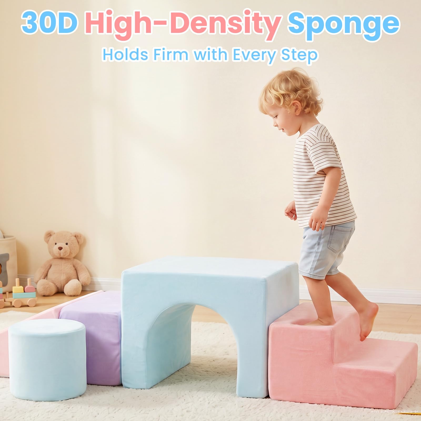 Toddler Climbing Toys Indoor, 6 PCS Foam Climbing Blocks