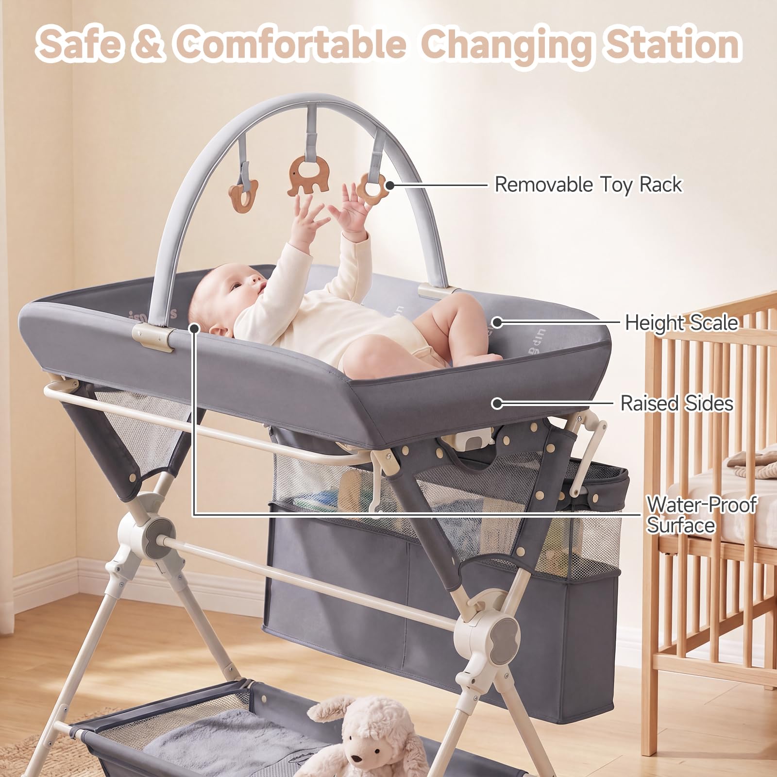 INFANS Portable Baby Changing Table with Wheels