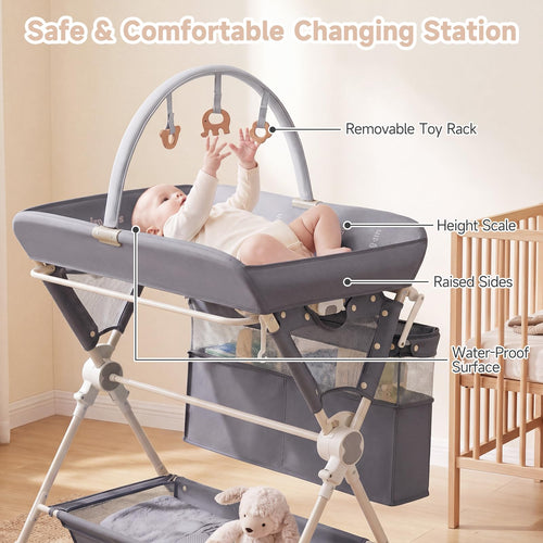 INFANS Portable Baby Changing Table with Wheels