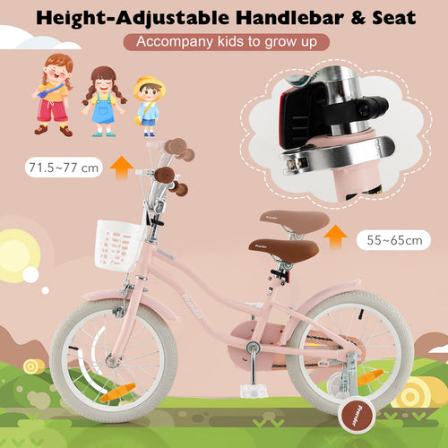 Kids Bike, 16 Inch Boys Girls Bike for 3-8 Years w/Training Wheels