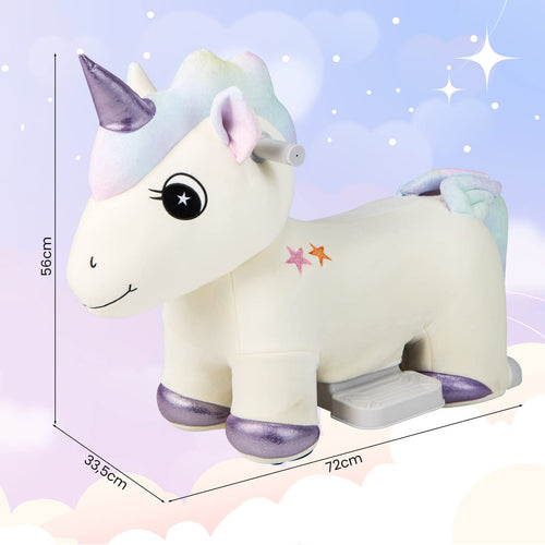 Kids Ride On Toy, 6V Electric Unicorn Ride On Toy w/Anti-Slip Handlebars, Flexible Wheels & Foot Pedal