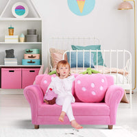 Children Couch Armrest Chair Double Seats with Strawberry Pillows