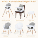 INFANS Baby High Chair, 6 in 1 Wooden Convertible Highchair for Babies and Toddlers