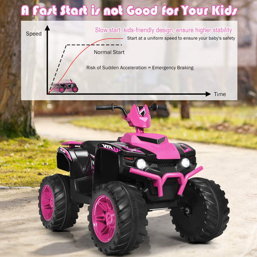 12V Electric ATV Ride on Car, Battery Powered 4 Wheeler ATV, Music & Story, Bright LED Lights, Cool Appearance