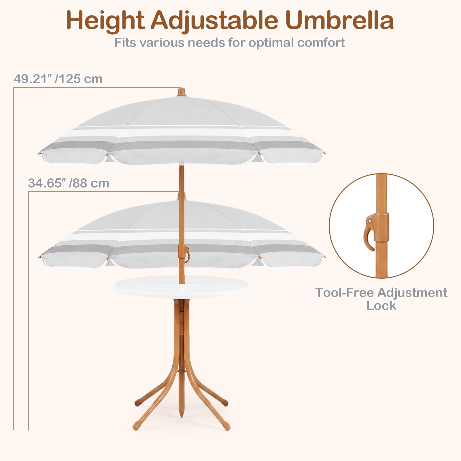 Kids Picnic Table, Outdoor Toddler Patio Furniture Set with 2 Folding Chairs Adjustable Foldable Umbrella