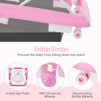 Foldable Baby Walker, 3 in 1 Toddler Walker Leaning-Seated Walk-Behind with Removable Music Tray