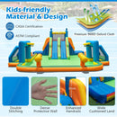 Inflatable Water Slide, Kids Blow up Water Park w/2 Long Slides, Climbing Walls, Splash Pool