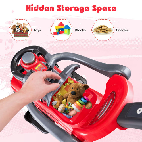 3-in-1 Ride On Push Car, Foot-to-Floor Toddler Walking Car w/Anti-Back-Tipping Design, Sliding Car for 2-6 Years