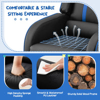 Kids Recliner Sofa Couch with Adjustable Backrest Footrest and High Density Sponge