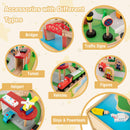 Train Table, 84 Pieces Wooden Kids Activity Toy Table Playset with Reversible Detachable Tabletop