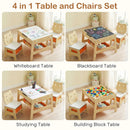 INFANS Kids Table and Chair Set, 4 in 1 Wooden Activity Desk