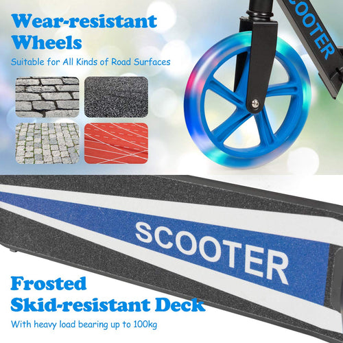 Kids Folding Kick Scooter, Scooter for Children Teens w/2 Flash Wheels