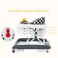 INFANS Foldable Baby Walker 3 in 1 Toddler Walker Leaning-Seated Walk-Behind with Removable Music Tray