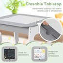 INFANS Kids Table and Chair Set, 3 in 1 Wooden Activity Table with Removable Blackboard and Whiteboard