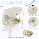 INFANS 2 in 1 Baby Changing Table with Bath Tub Unit, Folding Diaper Dresser Station
