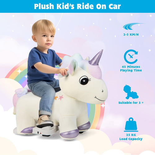 Kids Ride On Toy, 6V Electric Unicorn Ride On Toy w/Anti-Slip Handlebars, Flexible Wheels & Foot Pedal