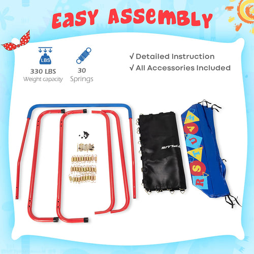 36” Square Toddler Trampoline, 150kg Load Mini Kids Trampoline, Indoor Outdoor Fitness Rebounder