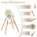 Baby High Chair Wooden Highchair for Babies Infants with/Double 4-Gear Tray