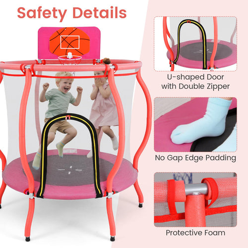 48" Trampoline for Kids, Indoor Outdoor Toddler Trampoline with Safety Enclosure Net