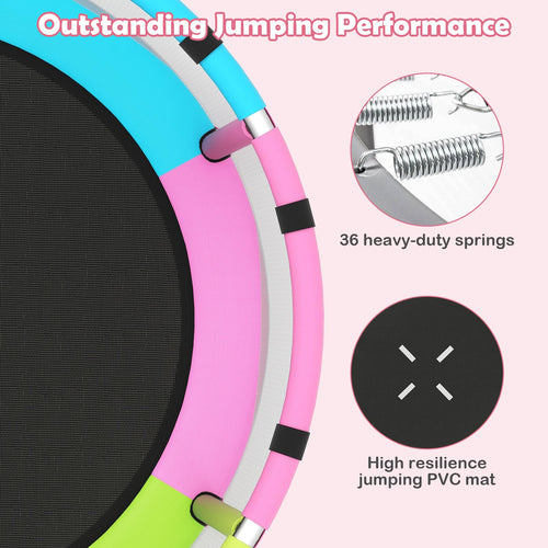 55" Trampoline for Kids Indoor Outdoor Adjustable Toddler Trampoline with Safety Enclosure Net