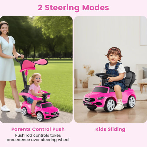 Licensed Mercedes Benz Push Car for Toddlers by INFANS 3 in 1 Sliding Walking Car with Push Handle