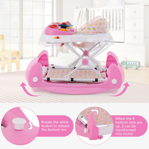 INFANS Baby Walker 5 in 1 Behind Walker Learning Seated Rocker Bouncer with Removable Music Tray