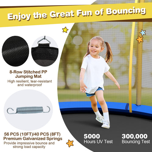 8FT/ 10FT Kids Trampoline, Galvanized Steel Frame, Indoor Outdoor Unique Flower Shape Trampoline