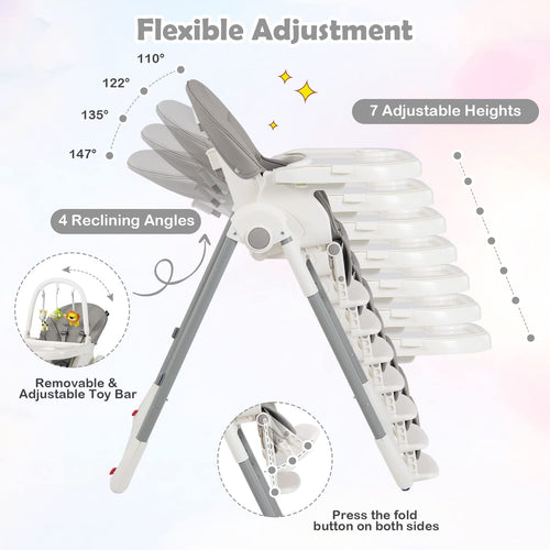 Baby High Chair Foldable Highchair w/Toy Bar Baby High Chair Foldable Highchair w/Toy
