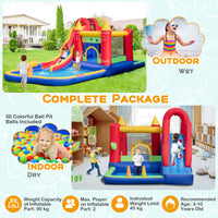 Inflatable Water Slide, Outdoor Water Park Bouncy House with Ring-tossing, Boxing