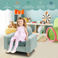 Kids Sofa Wooden Armrest Chair Couch with Thick Cushion Beech Legs