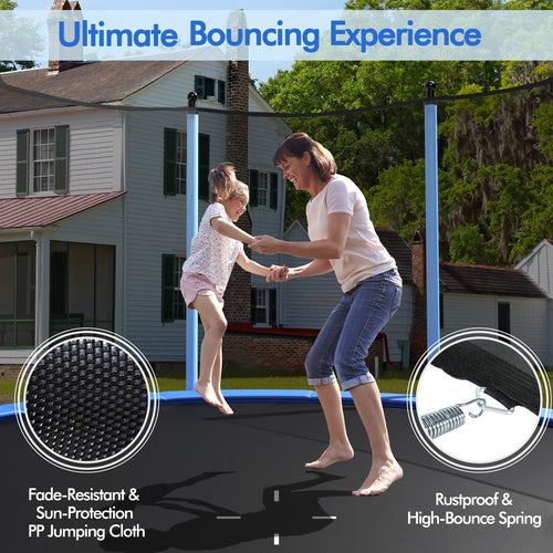 Trampoline for Kids Adults, 12FT 14FT Big Rebounder w/Step Ladder, Reinforced Galvanized Steel Frame