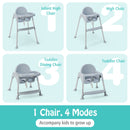 4-in-1 Convertible Baby High Chair with Removable Double Tray