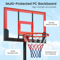 OLAKIDS Basketball Hoop Outdoor Portable 1.4-2.5m Height Adjustable Goal System with Wheels Shatterproof Backboard