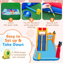 Inflatable Water Slide, 6-in-1 Water Park w/Dual Slides, Climbing Wall, Water Cannon
