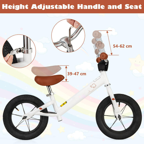 Kids Balance Bike No Pedal Training Bicycle Adjustable Seat 3+ Years
