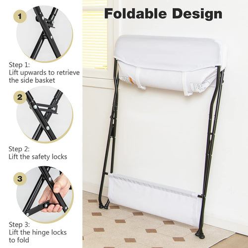 INFANS Baby Portable Changing Table Infant Diaper Station with Storage Basket & Shelf
